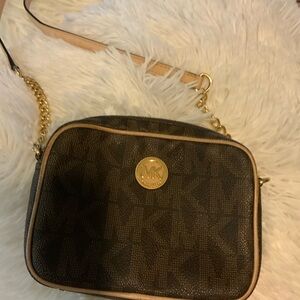 Michael Kors Brown Tan Signature Crossbody Small Purse